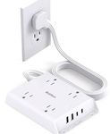 Surge Protector Power Bar, Addtam 5 ft Flat Plug Extension Cord with 4 USB Wall Charger(2 USB C Port), 4 Widely Outlets Desk Charging Station, Home Office and College Dorm Room Essentials