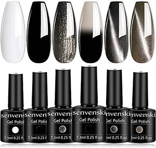 Senvenski Gel Nail Polish White Black Silver Grey Glitter Color Changing Thermal Magnetic Cat Eye Mood Temperature Chameleon Gift Soak Off UV LED Art Manicure Varnish (HS004)