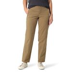 Lee Women's Ultra Lux Mid Rise Relaxed Straight Leg Pant, Dark Khaki, 12