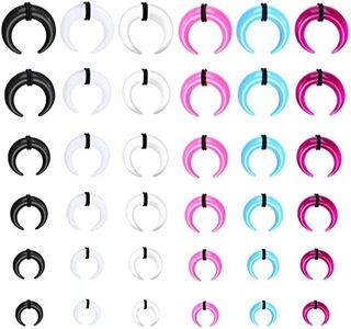 LOLIAS 16G-6G Septum Pincher Tapers Septum Rings Acrylic Stainless Steel Internally Threaded Spike Horseshoe Barbells Septum Pincher Nose Ear Cartilage Septum Stretching Kit for Women Men