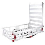 VEVOR 50 x 29.5 x 8.7 inch Hitch Cargo Carrier, 500lbs Capacity Trailer Hitch Mounted Cargo Basket, Aluminum Luggage Carrier Rack with Folding Ramp, Fits 2" Hitch Receiver for SUV Truck Pickup Camping