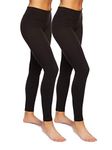 Felina | Sueded Athleisure Performance Legging w/Slimming Waist 2-Pack (X-Small) Black