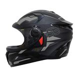 Steelbird SBH-17 Terminator ISI Certified Full Face Graphic Helmet in Matt Finish(Large 600 MM, Black Grey with Clear Visor)