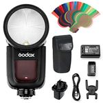 Godox V1-N TTL Round Head Camera Flash Speedlite for Nikon, 76Ws 2.4G Wireless Speedlight, 480 Full Power Flashes, 1.5s Recycle Time, 10 Levels LED Modeling Lamp, 1/8000 HSS Flashgun for Nikon