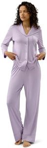 LilySilk Pure 100% Silk Jersey Pajamas for Women Long Summer Silk Knit Sleepwear Cool Wisteria X-Small