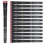 Geoleap Glory-T Rubber Golf Grips Set of 13-Thumb Pattern, Soft Feel, Anti-Slip, Standard/Midsize,6 Colors Optional, Comfortable Hybrid Golf Club Grips (balck, Midsize)