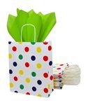 RanGit Bhumi 50 pcs Polka Dots Multicolor Paper Bags For Return Gifts With Tissue, Gift Bags For Corporate Events (9X11X4 Inch) | Party Favor Bags, Disposable Paper Carry Bags-110Gsm (50)