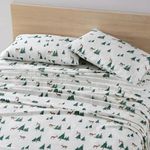 Eddie Bauer - Queen Sheets, Cotton Flannel Bedding Set, Brushed for Extra Softness, Cozy Home Decor (Deer Hollow, Queen)