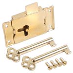 Merriway BH02168 Wardrobe Cabinet Cupboard Drawer Surface Lock and Key, 63mm (2.1/2 inch) Brass