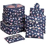 Luggage Organizer,Mossio 7 Set Compression Pouches for Suitcase Backpacking Camping Cruise Navy Daisy