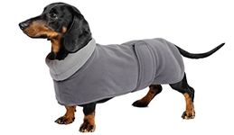 Dog Jacket, Dog coat perfect for dachshunds, dog winter coat with padded fleece lining and high collar, dog snowsuit with adjustable bands-Gray-M