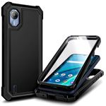 WDHD Designed for Cricket Debut S2 Case, Calypso 4 with [Built-in Screen Protector], Full-Body Protective Shockproof Rugged Bumper Cover, Impact Resist Durable Phone Case (Black)