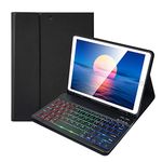 Lively Life Backlit Keyboard Case for iPad 10.2 9th 2021/8th 2020/7th Generation 2019, iPad Air 3 2019, iPad Pro 10.5 2017, Built-in Pen Holder, 7 Color Backlit Wireless Detachable Keyboard - Black