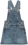 KIDSCOOL SPACE Baby Girls Skirt,Ripped Soft Strechy Denim Girls Summer Overalls Dress,Light Blue,12-18 Months