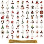 Belle Vous 72 Pack of Christmas Miniature Hanging Ornament - Mini Alloy Xmas Figures for DIY Crafts & Christmas Tree Decoration - Includes Snowmen, Santa Claus, Bells, Snowflakes and More