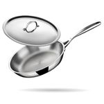 Stahl Artisan Triply 2.3 L, 26 cm Stainless Steel Fry Pan with Lid, Induction & Gas Stove Compatible Frying Pan, Omelette Pan, Egg Pan