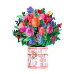 GREETING ART Pop Up Flower Cards,Roses and Tulips,8.7 inch Forever Flower Bouquet 3D Popup Greeting Cards with Blank Note Card and Envelope for Birthday, Mother's Day, Easter