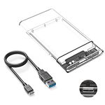 RuhZa External Hard Drive Enclosure USB 3.0 to SATA III Tool-Free Clear Hard Disk Case for 2.5 inch 7mm 9.5mm SATA HDD SSD Max 6TB Support UASP