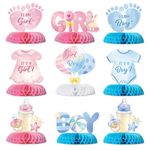 9 pcs Gender Reveal Decorations Honeycomb Table Centrepieces Boy Girl Table Decorations Baby Shower Honeycomb Table Toppers for Kids Boys Girls Baby Shower Party Table Favor Supplies