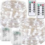 Chipark Fairy String Lights Battery Operated 2 Pack 12m 120 LED with Remote Timer Firefly Light 8 Modes Waterproof Copper Wire Lights for Indoor Outdoor Bedroom Garden Christmas Decorative(Cool White)