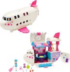 Polly Pocket Fabulous Flying Jet with 3-in Polly Doll & Extra Dress, Hanger, Luggage; Plane Lounge Area; Bathroom with Vanity; Concession Stand; Movie Screen;; for Ages 4 Years Old & Up