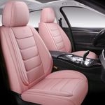 Isen-CoverAuto Full Coverage Faux Leather Car Seat Covers Universal Fit for Most Cars,Trucks,Sedans and SUVs with Waterproof Leatherette in Automotive Seat Cover Accessories (Pink)