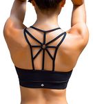 YIANNA Women Black Sports Bra Padded Elastic Breathable Comfortable Seamless Wireless Cross Back Yoga Bra Crop Top 2XL 139