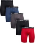 Izod Men's 5 Pack Performance Cycle Boxer Brief, Black/Magnet/Dress Blues/Chili Pepper/Black, S