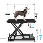 50" Electric Dog Grooming Table 9"- 37" Height Adjustable Heavy Duty Professional Lift Dog Grooming Table for Large Dogs with 2 Nooses, 4in1 Comb & Nail Care Set, Blow Dryer Clip Black