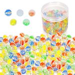 PowerKing 200 Count Bulk Clear Mixed Colors Glass Marbles, Colorful Cat Eyes 9/16 inch Round Marble Toy for Kids for Filling Vase/Chinese Checker/Aquarium/Game/Fish/Play/Plant Decor