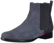 Marc Joseph New York Women's Leather Made in Brazil Ankle Bootie Boot, Grey suede/crocodile, 5.5 M US