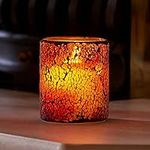 Auraglow Mosaic Glass Realistic Flickering Flameless LED Decorative Candle with Safety Flame and Timer, Perfect Mood Light or Centrepiece