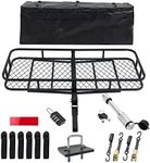 Folding Hitch Cargo Carrier Rack 60"x 24"x6",Trailer Hitch Cargo Carrier with Bag,Stabilizer,Ratchet Straps & Lock,Mount Basket for SUV,Camper,Hitch,RV