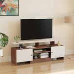 FURNEASER Kashvi Engineered Wood Tv Unit for Living Room Floor Standing Tv Cabinet with Storage Shelf Tv Panel Set Top Box Stand Rack, for Upto 55 inch (Exotic Teak White)