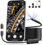 Fulljion [Dual-Lens] Borescope,Endoscope Camera with Light,1920P Inspection 8+1 Adjustable LED Lights, Endoscope 16.5ft Semi-Rigid Cable Waterproof Snake for iPhone, iPad, Samsung