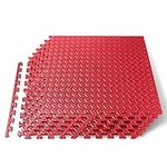 Thick Puzzle Exercise Mat, 6 Pcs EVA Foam Interlocking Tiles Protective Flooring for Gym Equipment and Cushion for Workouts, Durable Non-skid Texture, Easy To Assemble, Red