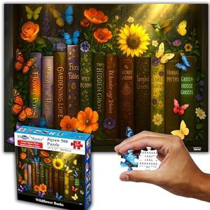 Think2Master Enchanted Library 500 Pieces Very Large Pieces Jigsaw Puzzle: 13+ Adults & Seniors. Magical Bookshelf with Butterflies & Flowers Botanical Garden. Great Gift. Size: 26.8” X 18.9”