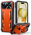 FNTCASE for iPhone 15 Phone Case: for iPhone 15 | Military Grade Dropproof Cell Phone Cover with Kickstand & Slide | Heavy Duty Rugged Phonecase Bumper Textured