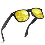 wearPro Polarised-Sunglasses-Mens-Womens-UV400-Protection Rectangular Sunglasses Retro Black Sun Glasses Unisex Classic Ultralight Shades For Cycling Driving Fishing (Black/Yellow)