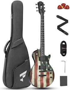 Fesley 39" LP Electric Guitar Kit:Full Size Solid Body Electric Guitars for Beginners with Humbucker Pickups,Poplar Body,Mahogany Neck,22 Frets,6 String Guitar with Gig Bag, FLP400,Matte,US Flag