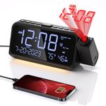 Projection Alarm Clock for Bedrooms, Digital Clock with Night Light, 350°Projector, Dual Alarm with Weekday/Weekend Mode, 12/24H, Temperature & Date Display, Loud Alarm Clocks for Heavy Sleepers