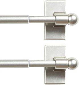 H.VERSAILTEX 2 Pack Magnetic Curtain Rods for Metal Doors Top and Bottom Multi-Use Adjustable Appliances for Iron and Steel Place, Petite Ball Ends, 16 to 28 Inch, 1/2 Inch Diameter, Nickel