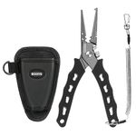 Booms Fishing F07 Fishing Pliers Hook Remover Stainless Steel with Lanyard and Sheath