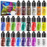 Alcohol Ink Set - 24 Vivid Colors, Concentrated Alcohol-Based Ink, Epoxy Resin Paint with Metallic Color Dye for Resin Coasters, Acrylic Painting, Tumbler Making,10 ml Each