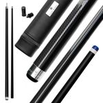 Cue-King Pool Cue Military-Grade Carbon 58” 18oz 2 Piece with 12.5mm Premium Tip Finished in Gloss Exposed Carbon, Professional Pool Cue (With Premium Leather Case)