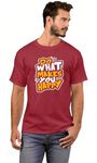 Duffers Men and Women Printed T-Shirt Do What Make You Happy Round Neck Short Sleeve Cotton Tshirts Maroon