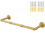 Industrial Pipe Gold Clothing Rack, 74 cm Wall Mounted Gold Iron Garment Clothes Bar, Heavy Duty Metal Hanging Rod for Retail Display, Closet Storage and Laundry Organizing