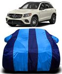 NEBITS 190T Imported Fabric Car Cover for Mercedes AMG GLC 43 Coupe with Ultra Surface Body Protection (Blue Stripes)