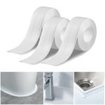 3PC White Caulk Tape for Bath and Kitchen, Peel and Stick Caulk Strips for Bathroom Waterproof, Toilet Caulk Strips Self Adhesive Toilet Tape for Bottom of Toilet, Caulking Tape for Bathtub