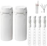 4 in 1 Travel Dispenser, Travel Bottles for Toiletries, 4-in-1 Travel Dispenser Bottle Refillable Leakproof Design 4-in-1 Travel Refill Bottle Portable Travel Size Containers (White-2PCS)